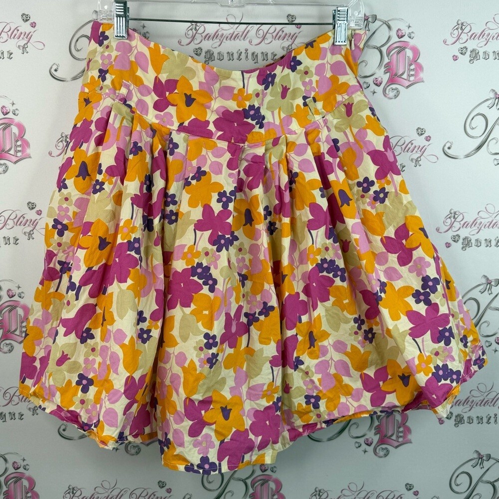 Togo skirt floral flowers leaf’s pink purple orange Vibrant Floral ruffle Skirt